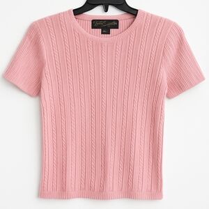 Kasper & Company Pink Ribbed Knit‎ Top Small – Vintage Hong Kong Short Sleeve